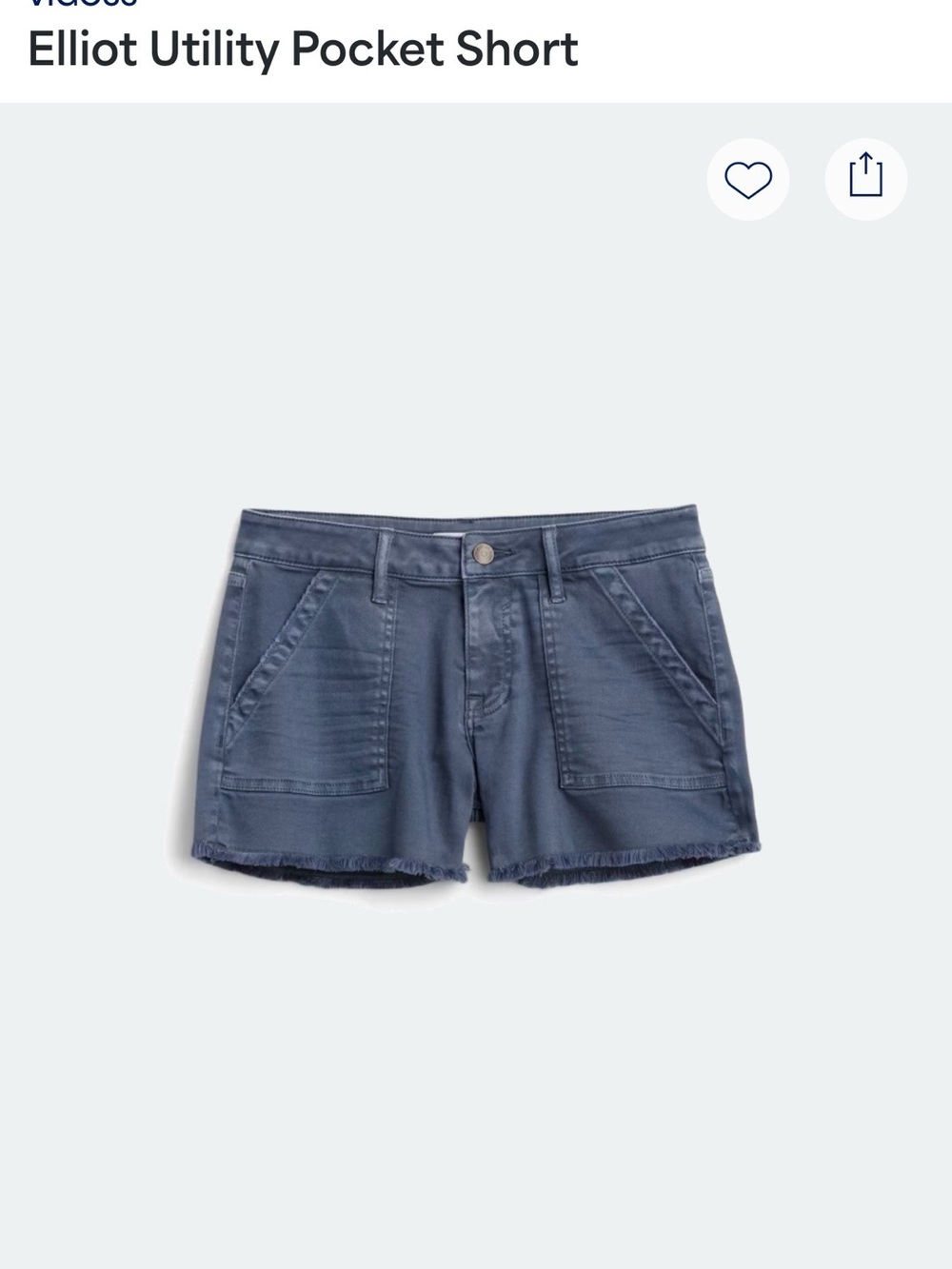 Vigoss Elliot Utility Pocket Shorts Gray Blue Frayed Hem Size 16 / 33